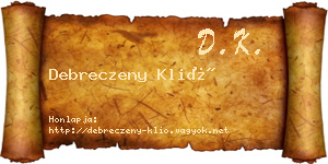 Debreczeny Klió névjegykártya
